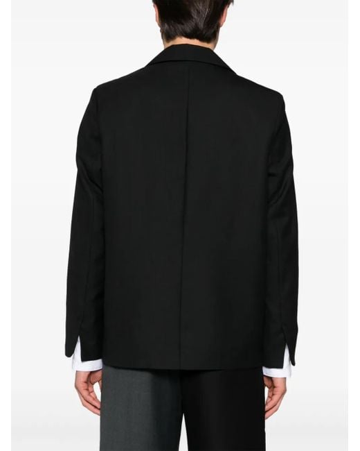 Séfr Black Interlock Twill Weave Blazer With Peak Lapels for men