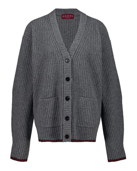 Gucci Gray Geknöpfter Cardigan mit V-Ausschnitt