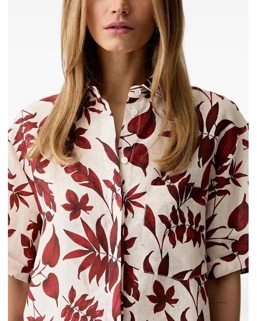 ViCOLO Red Leaf-Print Short-Sleeve Shirt