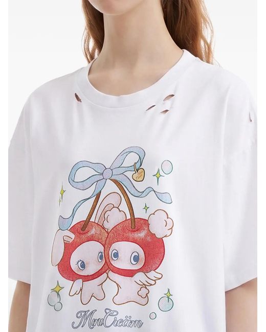 Mini Cream White Graphic-Print T-Shirt