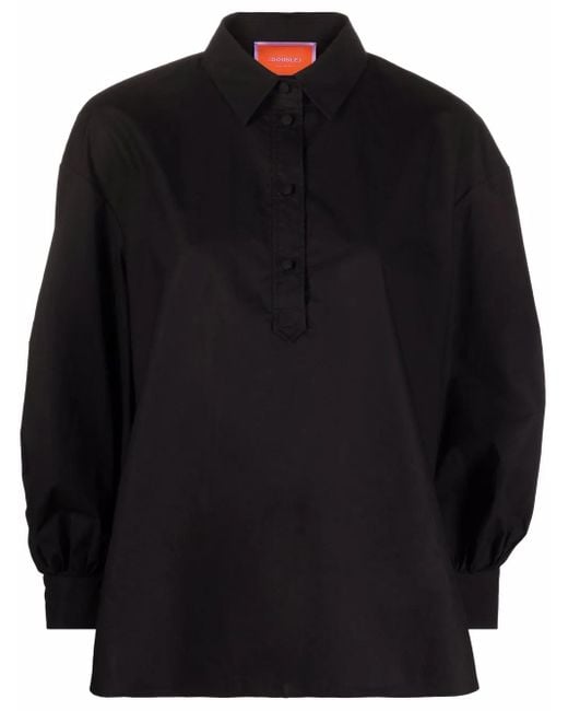 LaDoubleJ Black Poet Button-Placket Cotton Shirt