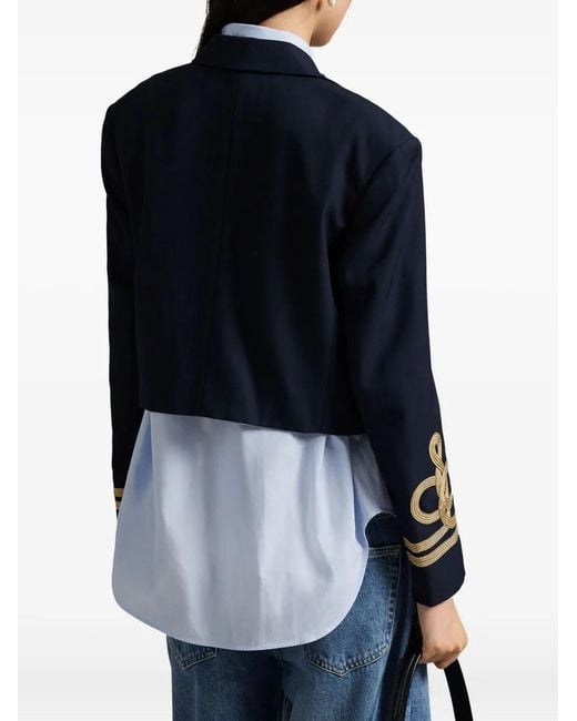 Polo Ralph Lauren Blue Cropped Rope-Detail Jacket