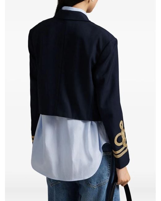 Polo Ralph Lauren Blue Cropped Rope-detail Jacket