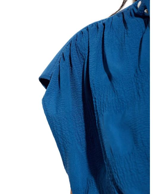 IRO Blue Phanny Draped Blouse