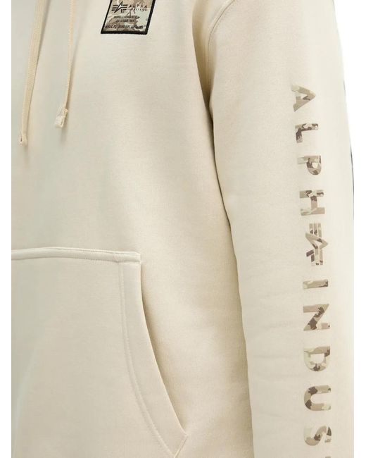 Alpha Industries Natural Logo-Patch Hoodie for men