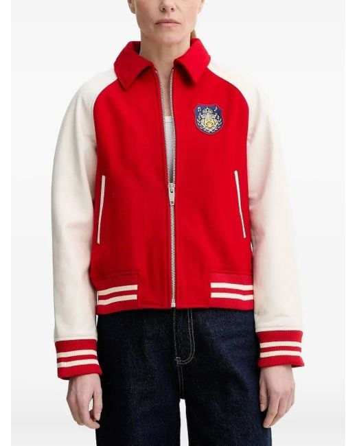 The Kooples Red Varsity-patch Jacket