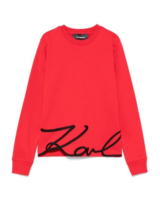 Karl Lagerfeld Red Sweatshirt Mit Signatur-Logo Am Saum