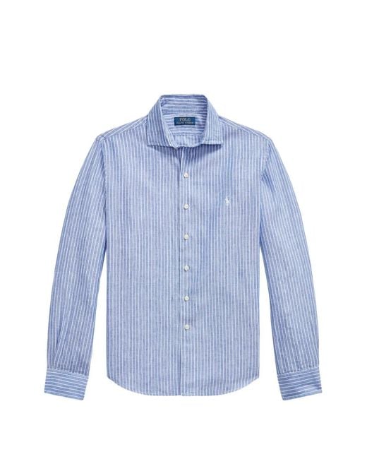 Polo Ralph Lauren Blue Striped Seersucker Shirt for men