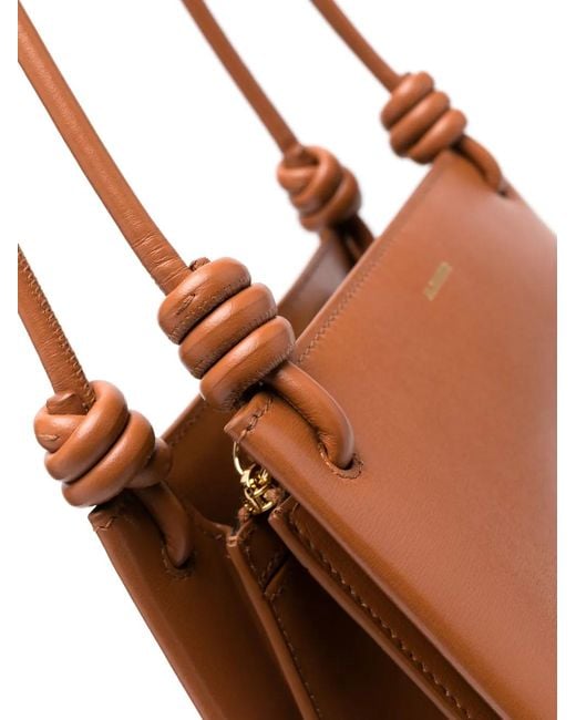 Jil Sander Brown Giro Logo-Embossed Shoulder Bag