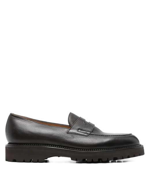 John Lobb Black Leather Loafers for men