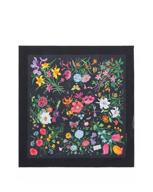 Gucci Blue Flora Carré Scarf