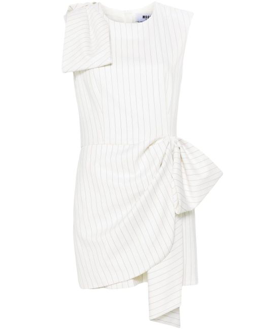 MSGM White Pinstripe-pattern Dress
