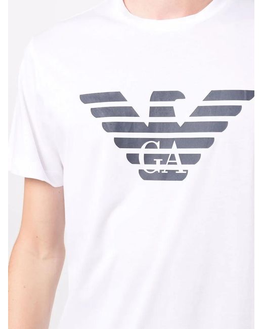 Emporio Armani White Pima-jersey T-shirt With Logo Print for men