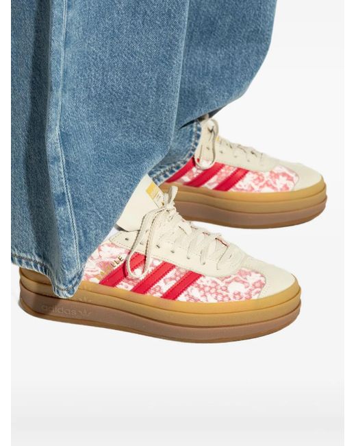 Adidas Red Floral-Print Platform Sneakers