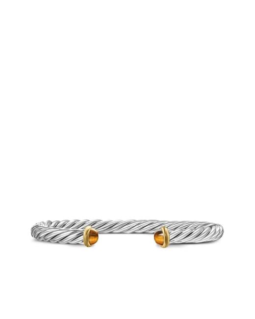 David Yurman White 14Kt And Sterling Cable Cuff Bracelet (6Mm) for men