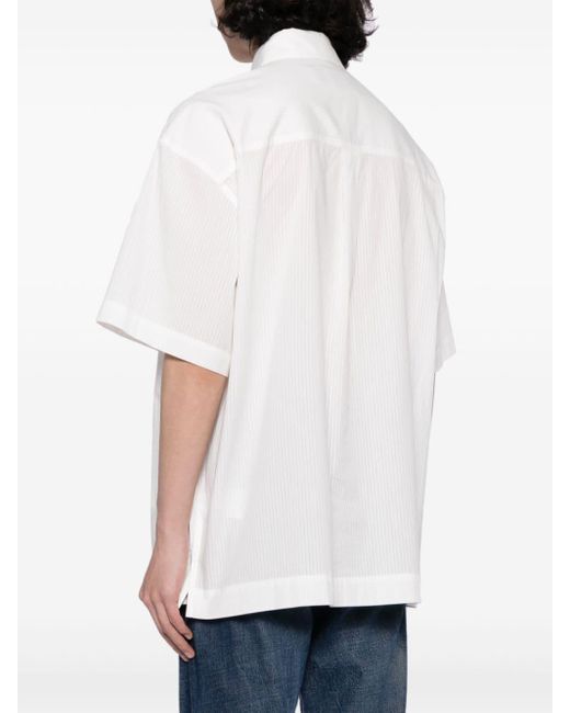 Chemise rayée en coton à logo imprimé Feng Chen Wang pour homme en coloris White