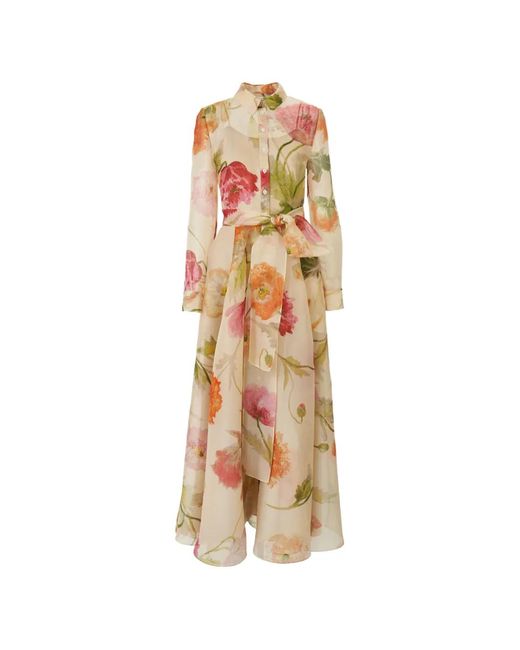 Carolina Herrera Metallic Poppy-Print Organza Trench Dress