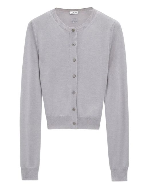 Loewe Gray Fine-Knit Cardigan