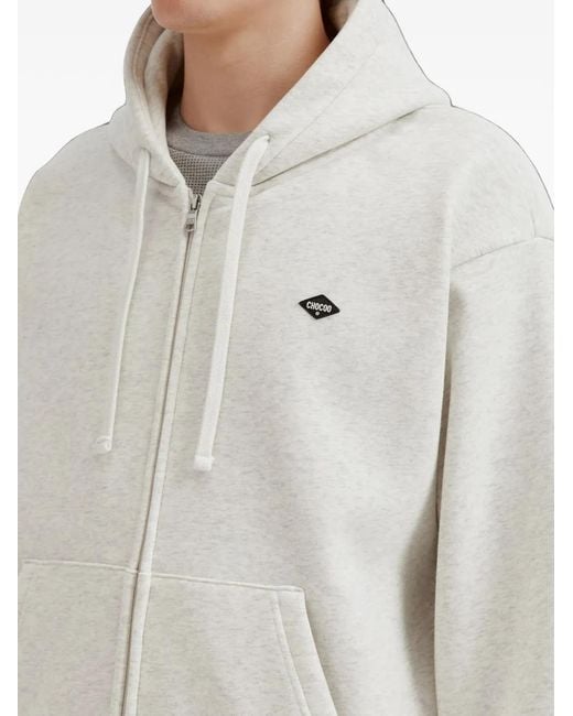 Chocoolate White Logo-Patch Zip-Up Hoodie for men