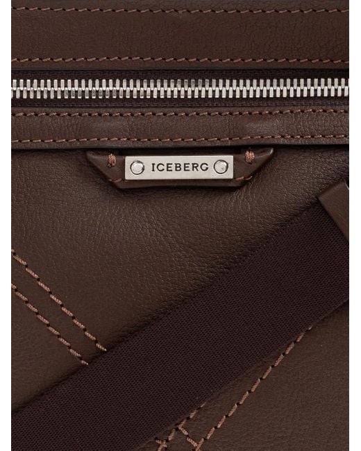 Iceberg Brown Logo-Plaque Shoulder Bag for men