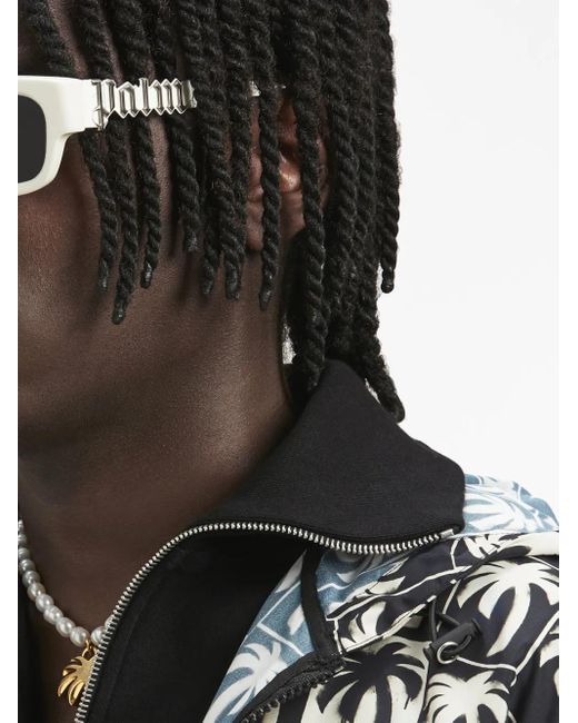 Palm Angels Black Posey Rectangular-Frame Sunglasses