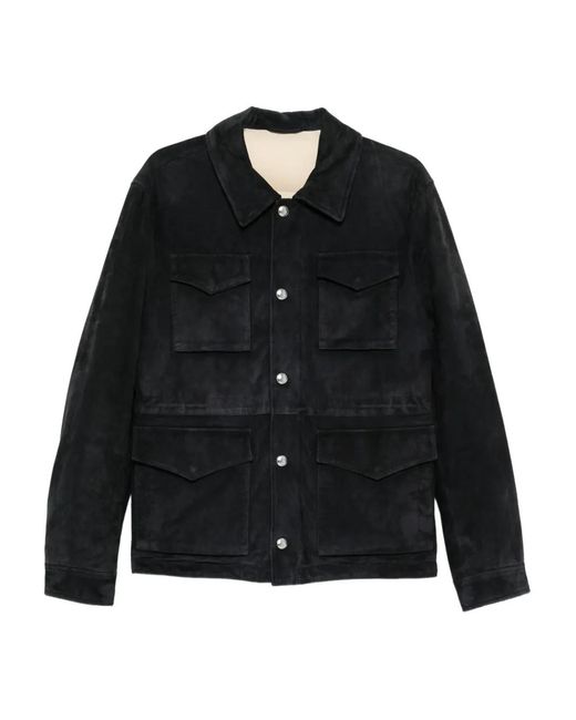 Eleventy Black Flap-Pockets Suede Jacket for men