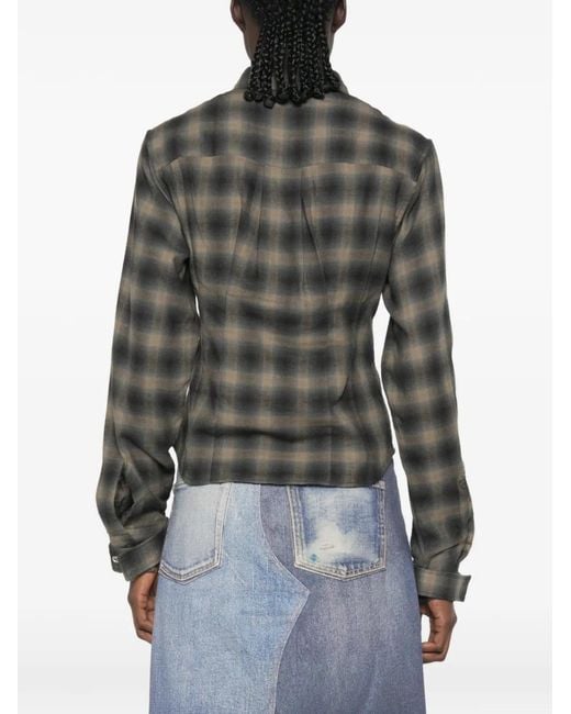 Our Legacy Black Envelop Check-Print Shirt
