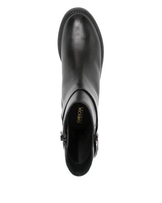 Geox バックル レザーブーツ Black
