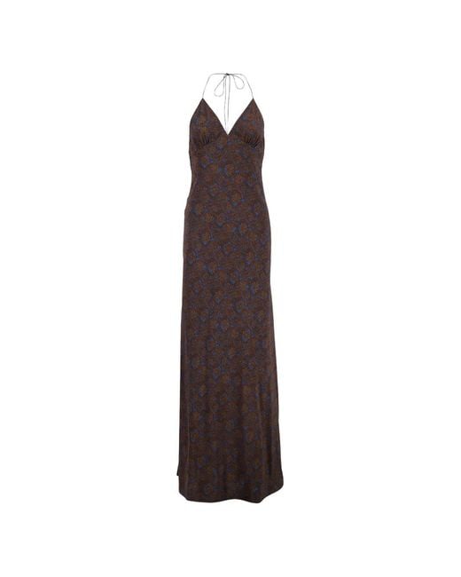 Matteau Purple Low-Back Halter Silk Maxi Dress