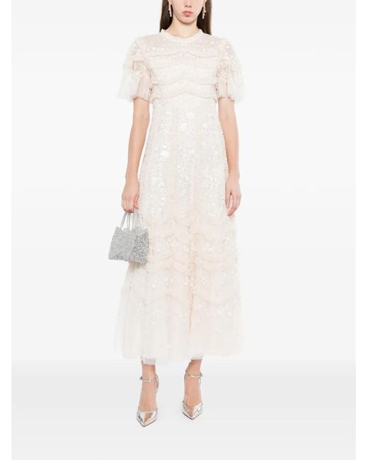 Needle & Thread White Gianna Ankle Gown