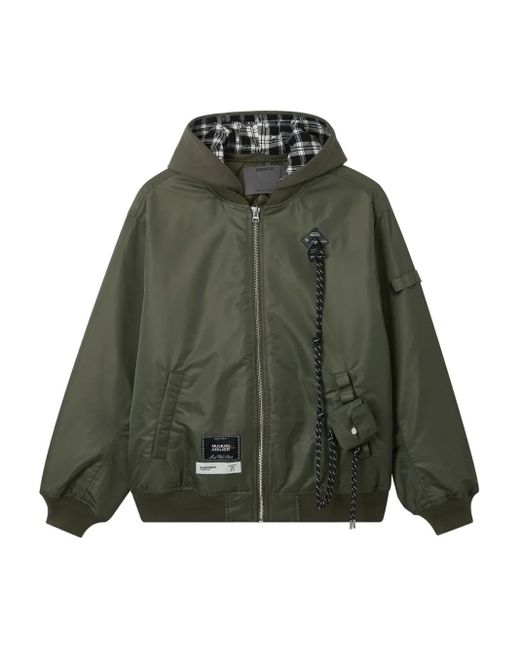 Musium Div. Green Logo-Patch Hooded Jacket for men