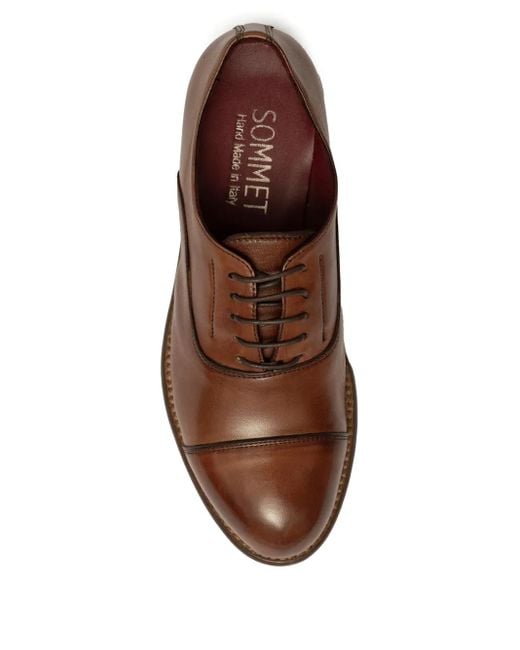 SOMMET Brown Leather Cap-Toe Oxford Shoes