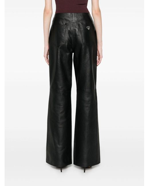 Moschino Black Panelled Leather Flared Pants