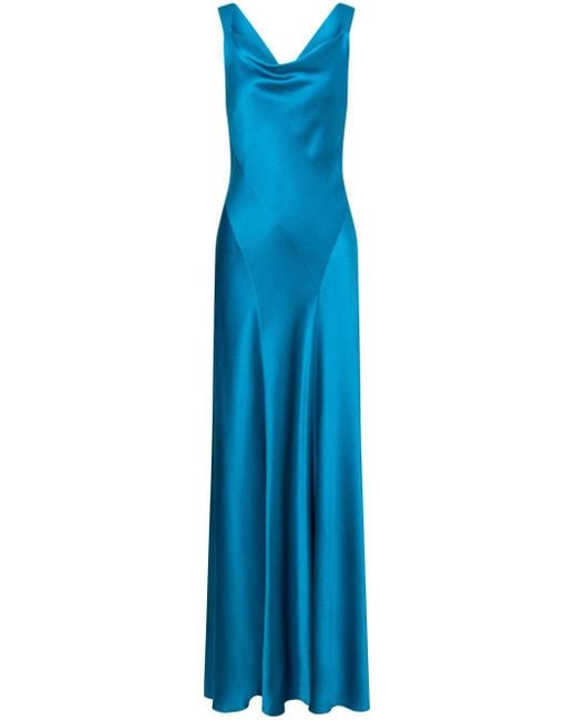 Alberta Ferretti Blue Cowl-Neck Gown