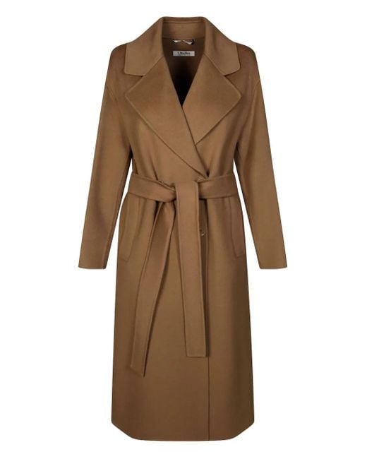 Max Mara Belted Heller Coat Natural