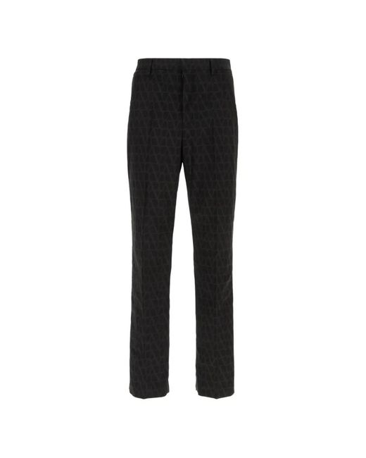 Valentino Garavani Black Patterned Trousers for men