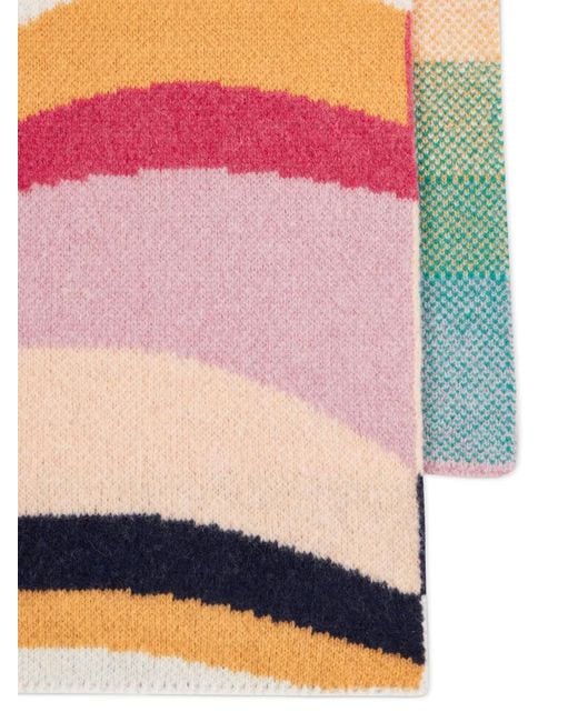 Paul Smith Gray Stripe-Pattern Lambs Wool Scarf