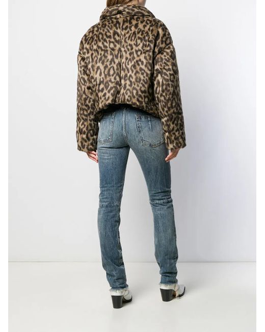 Unravel Project Multicolor Leopard-Print Down Jacket