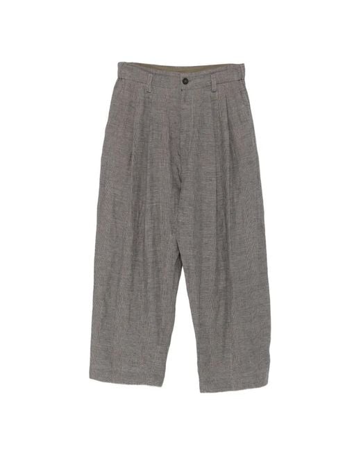 Ziggy Chen Gray Check-Pattern Trousers for men