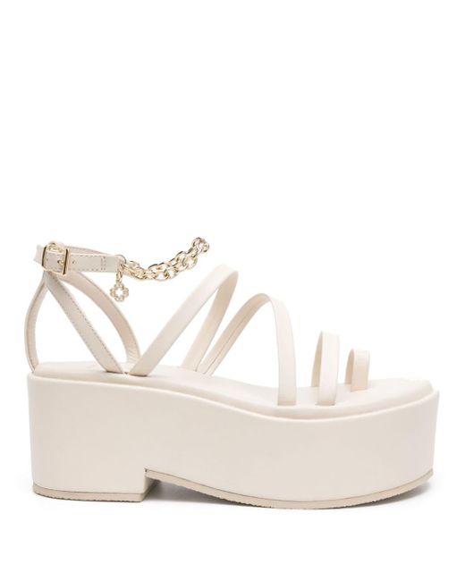 Maje White Chain-embellished Platform Sandals