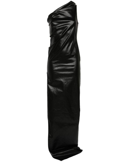 Rick Owens Black Athena Maxi Kleid in Laquered Jeans