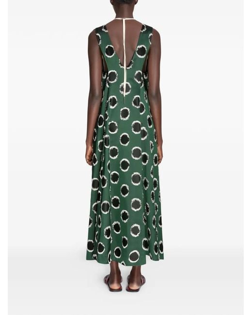 Dries Van Noten Green Fil Coupé Silk Maxi Dress