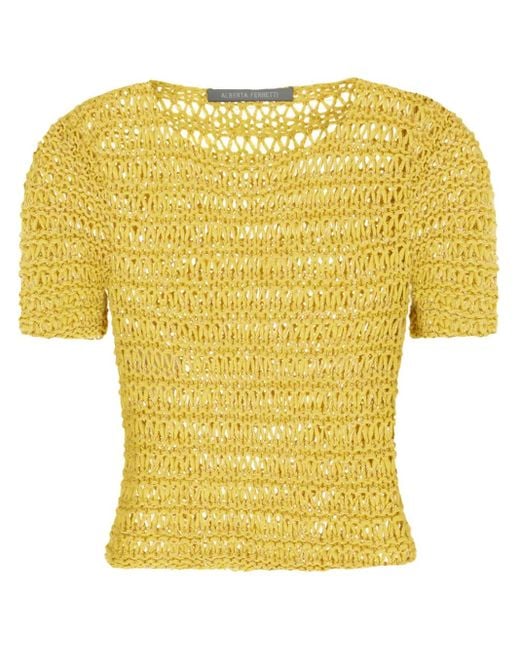 Alberta Ferretti オープンニット トップ Yellow