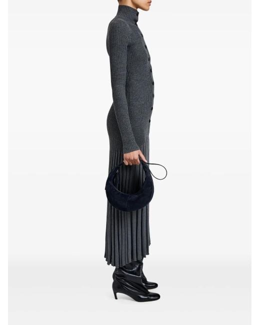 Proenza Schouler Blue Slide Crescent-Shaped Suede Shoulder Bag