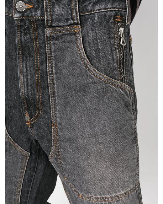 DIESEL Gray Patchwork Straight-Leg Jeans for men