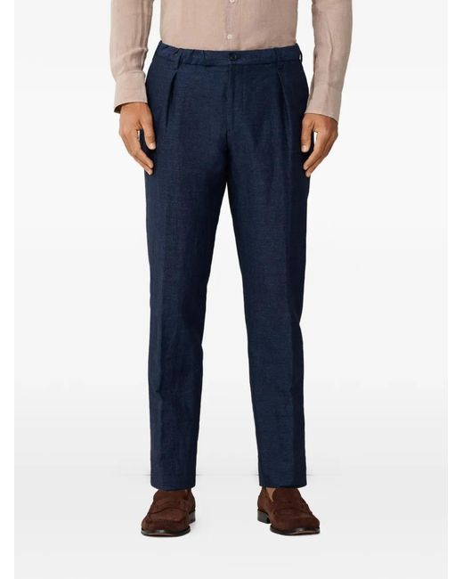 Hackett Blue Pantalon Chiné À Design Plissé for men