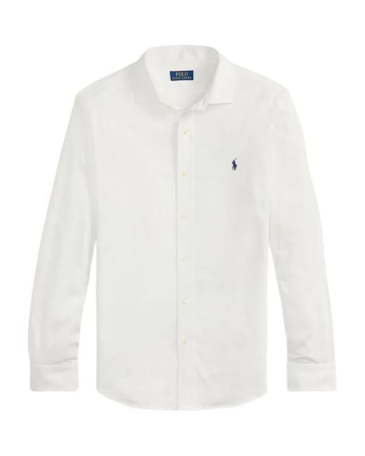 Polo Ralph Lauren White Point-Collar Long-Sleeve Shirt for men
