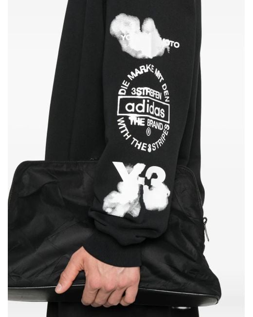 Y-3 Black Cloud-Print Sweatshirt With Crew Neck