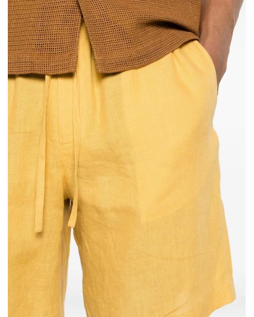 Sandro Yellow Elastic Waist Linen Shorts for men