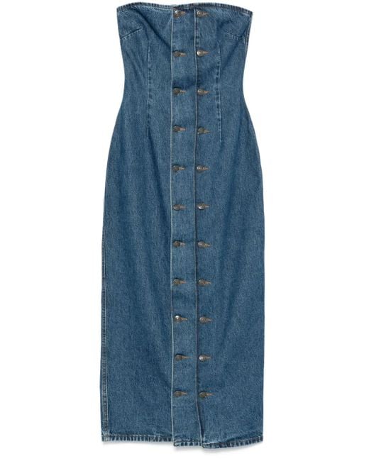 ROTATE BIRGER CHRISTENSEN Blue High-Neck Wool And Cashmere Jumper With Ff Polka Dot Embroidery